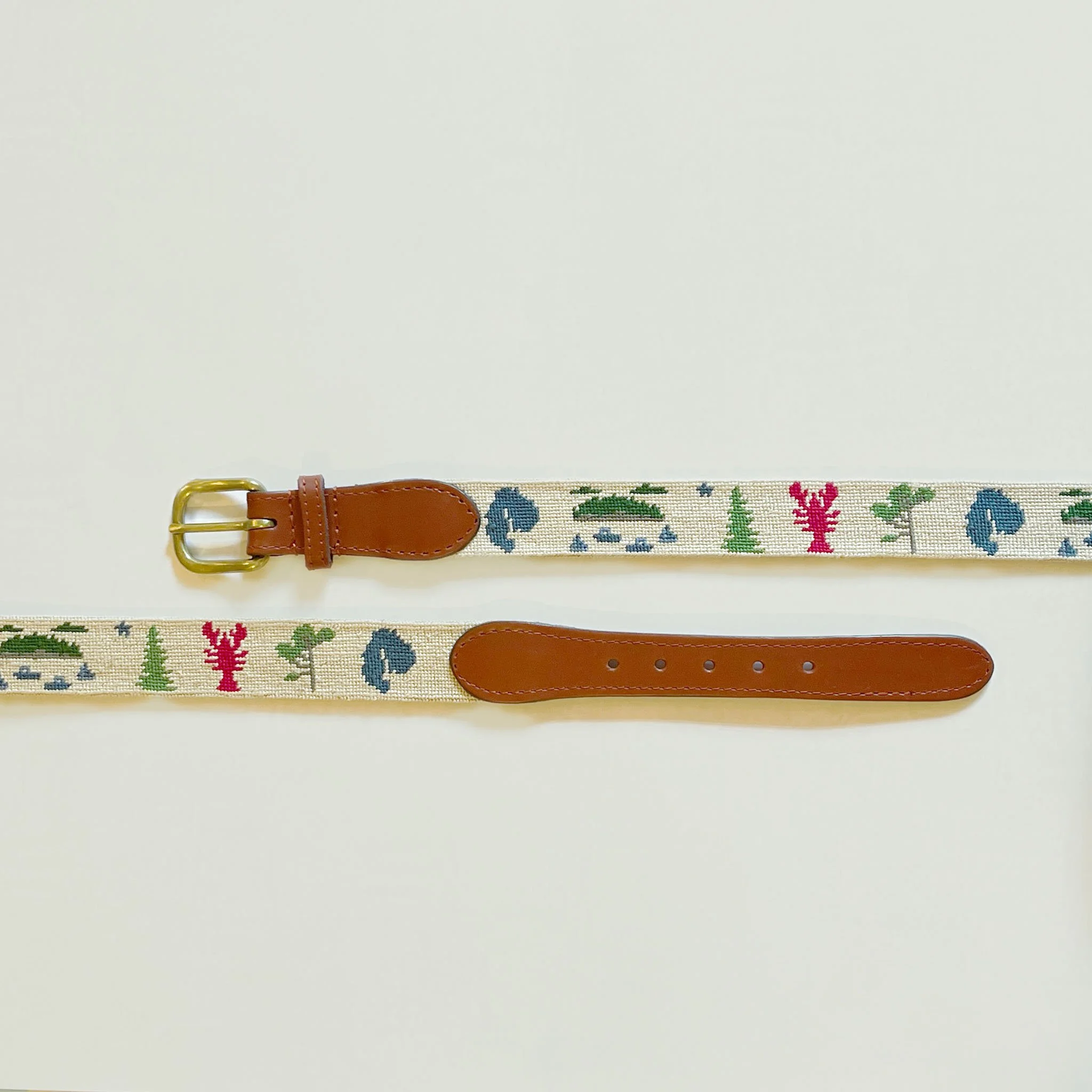 Island Summer Needlepoint and Leather Belt — Swallowfield